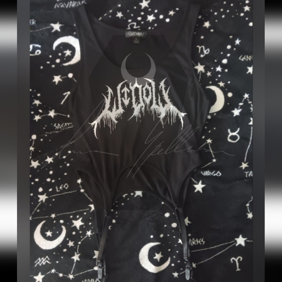 Dolls Kill Tops - Faithfully Spooky Garter Tank Top